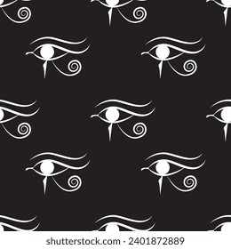 Eye of Horus seamless pattern. Egyptian vector illustration.