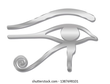 Eye of Horus, silver style. Ancient Egyptian goddess Wedjat symbol of protection, royal power and good health. Similar to Eye of Ra.
