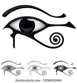 eye of horus, symbol and amulet of protection originating in ancient egyptian, symbol comes from the egyptian god Horus, all on white background