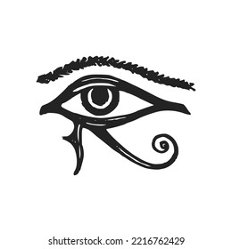 The Eye of Horus, vector illustration of All Seeing Eye, vintage esoteric and occult sign, drawn magical symbol, wedjat eye