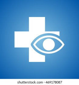Eye Hospital Icon on blue color.