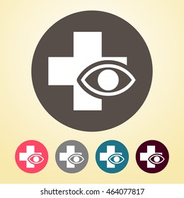 Eye Hospital Icon in round shape.