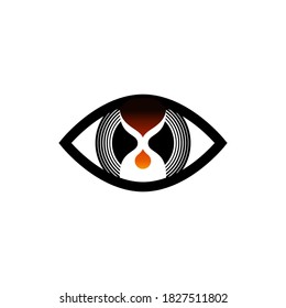 Auge und Stundenglas-Konzept, Vektorsymbol.