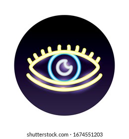 eye human neon lights style icons vector illustration design