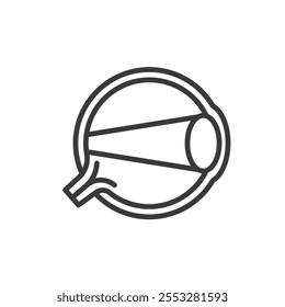 Eye hyperopia, icon in line design. Hyperopia, eye, farsightedness, vision, correction, sight, optical on white background vector. Eye hyperopia editable stroke icon