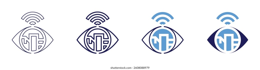 Eye blepharoplasty​ icon in 4 different styles. Thin Line, Line, Bold Line, Duotone. Duotone style. Editable stroke.