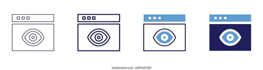 Eye clinic​ icon in 4 different styles. Thin Line, Line, Bold Line, Duotone. Duotone style. Editable stroke.