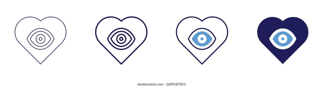 Eye dominance​ icon in 4 different styles. Thin Line, Line, Bold Line, Duotone. Duotone style. Editable stroke.