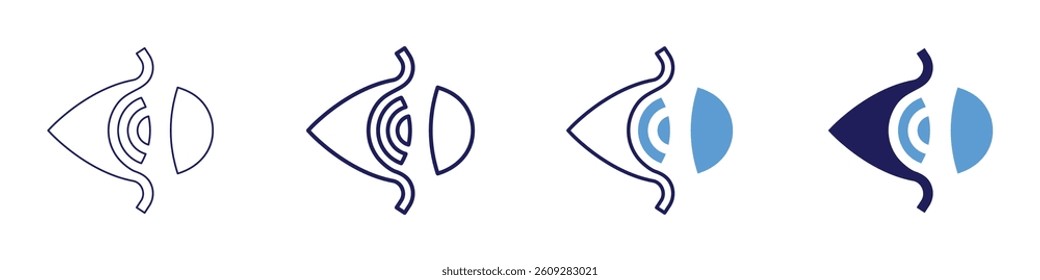 Eye winking​ icon in 4 different styles. Thin Line, Line, Bold Line, Duotone. Duotone style. Editable stroke.