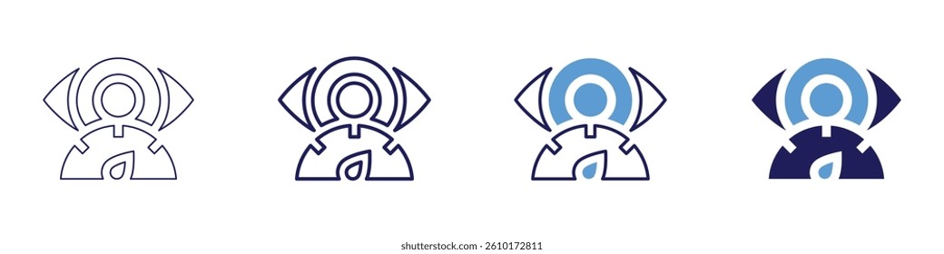 Eye strain​ icon in 4 different styles. Thin Line, Line, Bold Line, Duotone. Duotone style. Editable stroke.