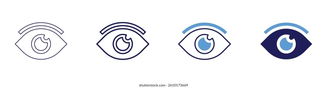 Eye liner​ icon in 4 different styles. Thin Line, Line, Bold Line, Duotone. Duotone style. Editable stroke.