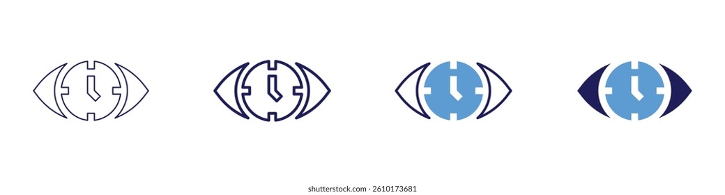 Eye lift​ icon in 4 different styles. Thin Line, Line, Bold Line, Duotone. Duotone style. Editable stroke.