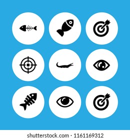 eye icon. 9 eye set with human eye shape, target, eye open and alligator vector icons for web and mobile app