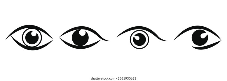 Eye icon. Black Eye icon on white background. Vector illustration. Eps 10.