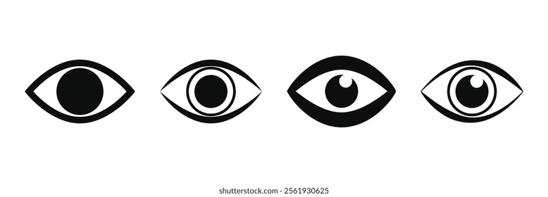 Eye icon. Black Eye icon on white background. Vector illustration. Eps 10.