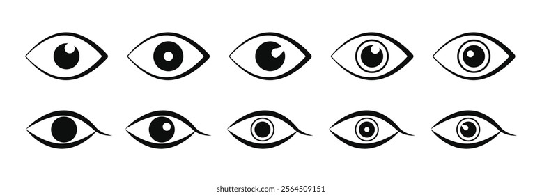 Eye icon. Black Eye icon on white background. Vector illustration. Eps 10.