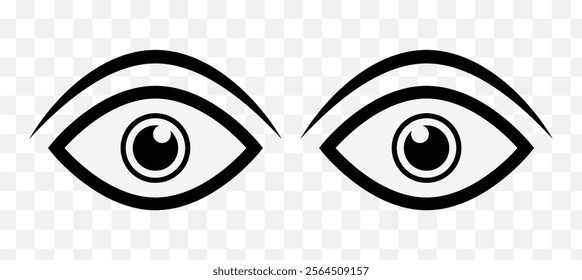 Eye icon. Black Eye icon on white background. Vector illustration. Eps 10.