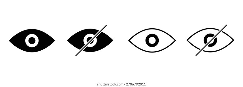 Icono de ojo. Icono de ojo negro sobre fondo blanco. Ilustración vectorial EPS 10