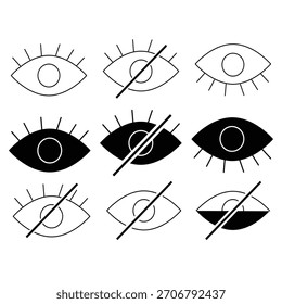 Icono de ojo. Icono de ojo negro sobre fondo blanco. Ilustración vectorial EPS 10