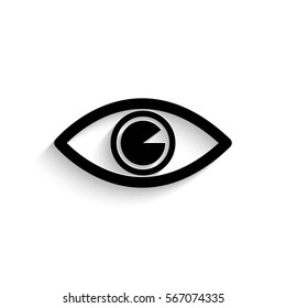 Eye icon - black vector illustration with  shadow