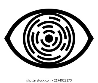 Eye icon black and white illustration.