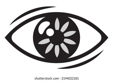 Eye icon black and white illustration.