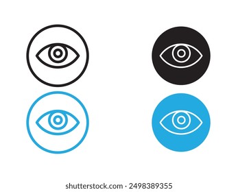 Icono de ojo signo de contorno de Vector blanco y negro