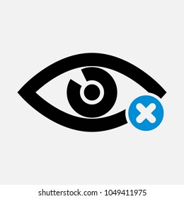 Eye icon with cancel sign. Eye icon and close, delete, remove symbol. Vector icon