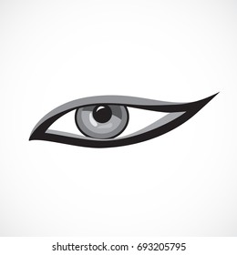 Eye icon with Cat eye makeup on white background.Cartoon,Monster,Evil,Ghost Eyes art.Woman Eye Logo design vector template.Creative Vision Logotype concept.