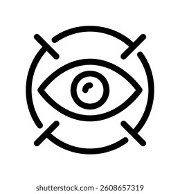 Eye icon centered within target crosshairs indicating focus, tracking, or targeting