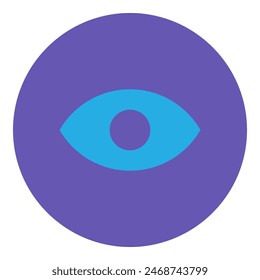 Eye icon circle. Symbol of careful choice, shopping process flat element for modern and retro design. Simple color vector pictogram isolated on white background