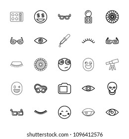Eye icon. collection of 25 eye outline icons such as eyelash, eyeshadow palette, eyelashes, welding glasses, glasses, blush. editable eye icons for web and mobile.