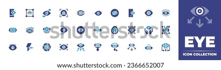 Eye icon collection. Duotone color. Vector illustration. Containing scan, bionic, eye, ball, black, red eyes, eyes, red eye, hide, eyeball, cry, smartphone, vision, supervision.