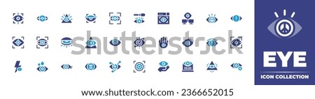 Eye icon collection. Duotone color. Vector illustration. Containing scan, illuminati, eye, strategy, swollen, wrinkles, mascara,  scanner, bionic eye, red eyes, drops, vision, privacy.