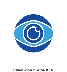 eye icon color or logo illustration glyph color blue style