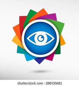 Eye icon color icon, vector illustration. Flat design style