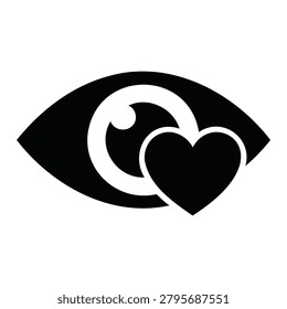 Eye icon combined with a heart shape representing love at first sight or visual attraction