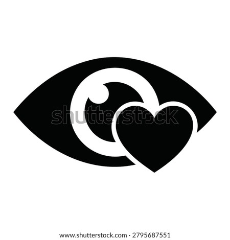 Eye icon combined with a heart shape representing love at first sight or visual attraction