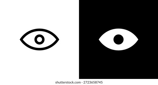 Augensymbol-Konzept mit flachem schwarz-weißem Hintergrund. Vektorgrafik.
