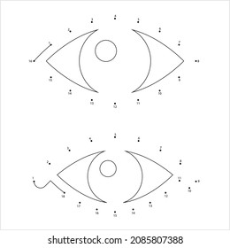 Eye Icon Connect The Dots, Human Eye Icon, Visual System Organ Vector Art Illustration