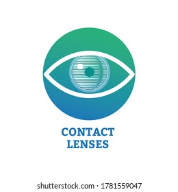Eye icon with contact lens  - vector illustration