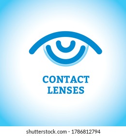 Eye icon with contact lens  - vector illustration