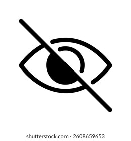 Eye icon crossed out with a bold diagonal line signifying invisibility