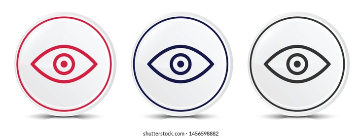 Eye icon crystal flat round button set illustration design isolated on white background