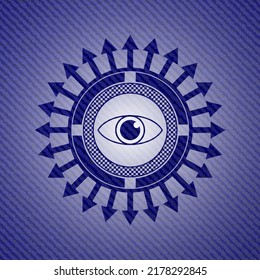 eye icon with denim texture. 