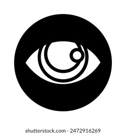 Eye icon design, human eyes vector illustration, sense of vision, black circle flat icon