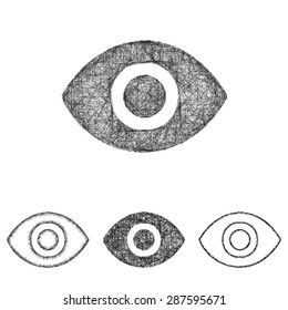 Eye icon design set - sketch line art 