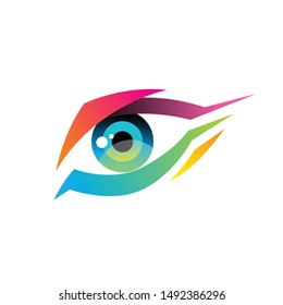 Eye icon design vector template. geometric , colorful logo