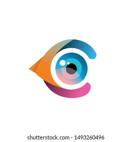 Eye icon design vector template. geometric , colorful logo