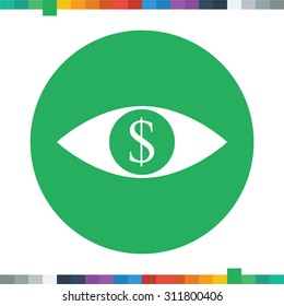 Eye icon with a dollar sign.